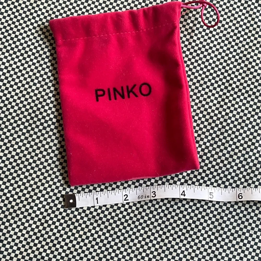 Pinko Small Velvet Drawstring Pouch in Deep Pink